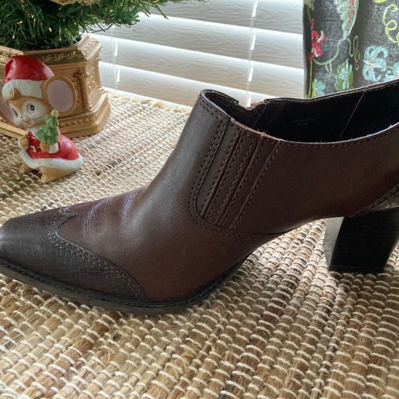 Artivo Leather Croc Brown Slip on Boot Shoe Western Cowboy Style  9.5M - Picture 8 of 11